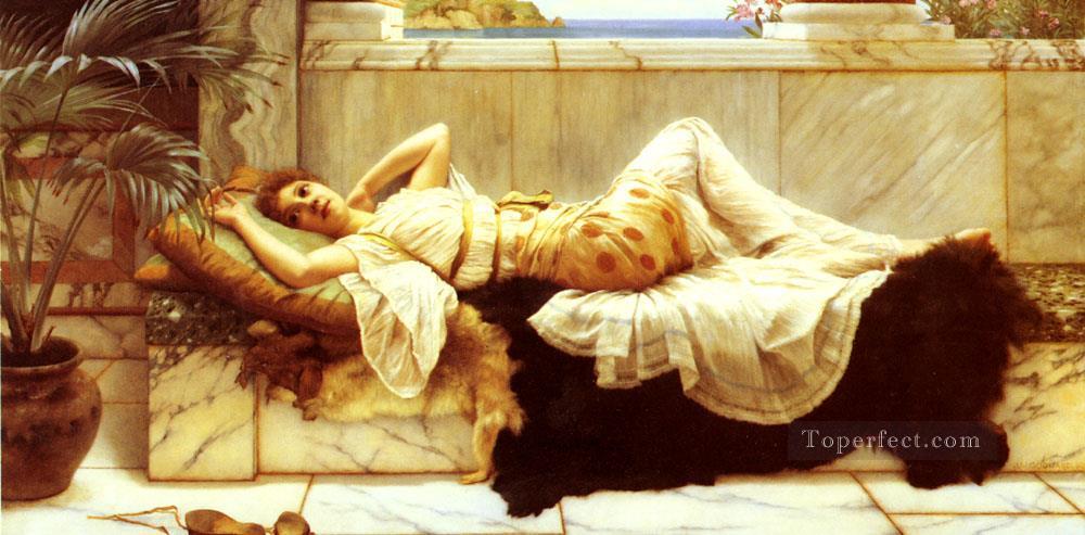 Liegende Neoclassicist lady John William Godward Oil Paintings